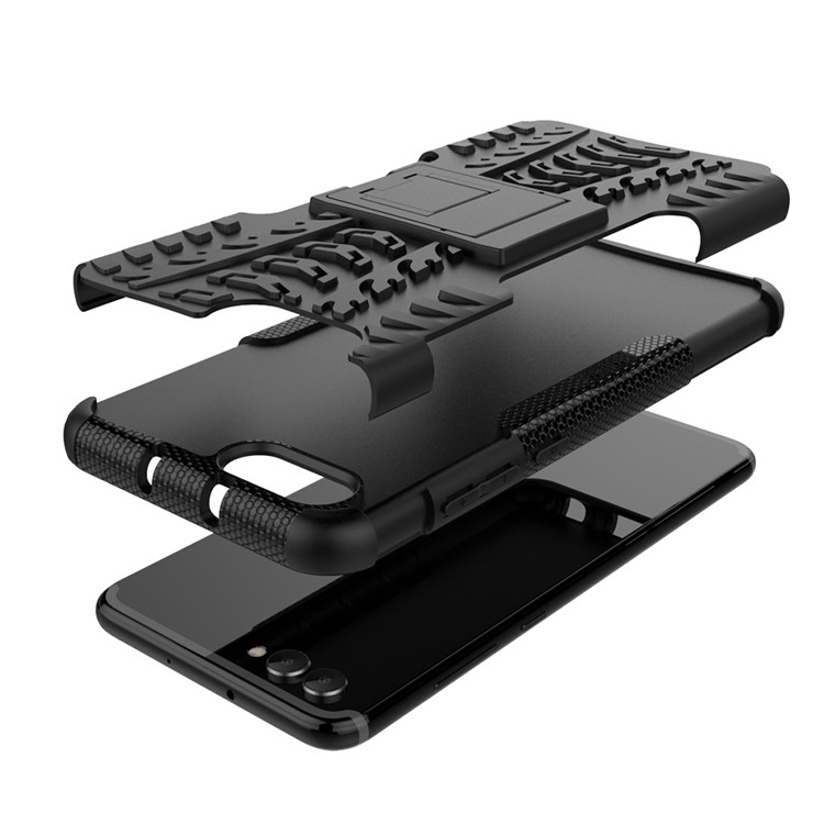 Anti-slip PC + TPU Hybrid Case with Kickstand for Huawei Honor V10 / Honor View 10 - Black-7