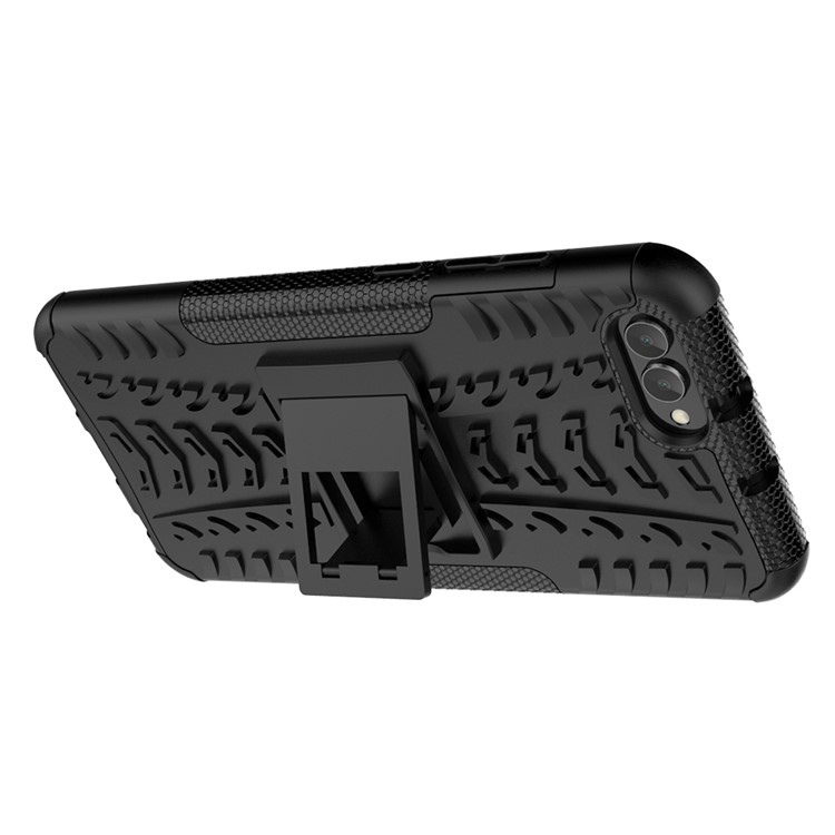 Anti-slip PC + TPU Hybrid Case with Kickstand for Huawei Honor V10 / Honor View 10 - Black-8