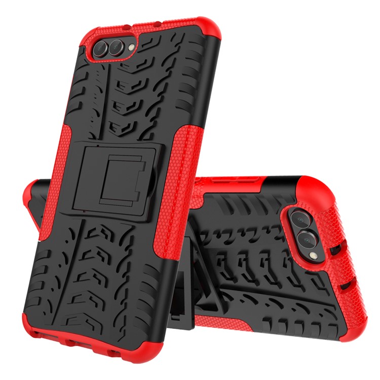 Anti-slip PC + TPU Hybrid Cover with Kickstand for Huawei Honor V10 / Honor View 10 - Red-2