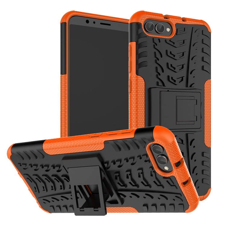 Anti-slip PC + TPU Hybrid Protection Case with Kickstand for Huawei Honor V10 / Honor View 10 - Orange-1