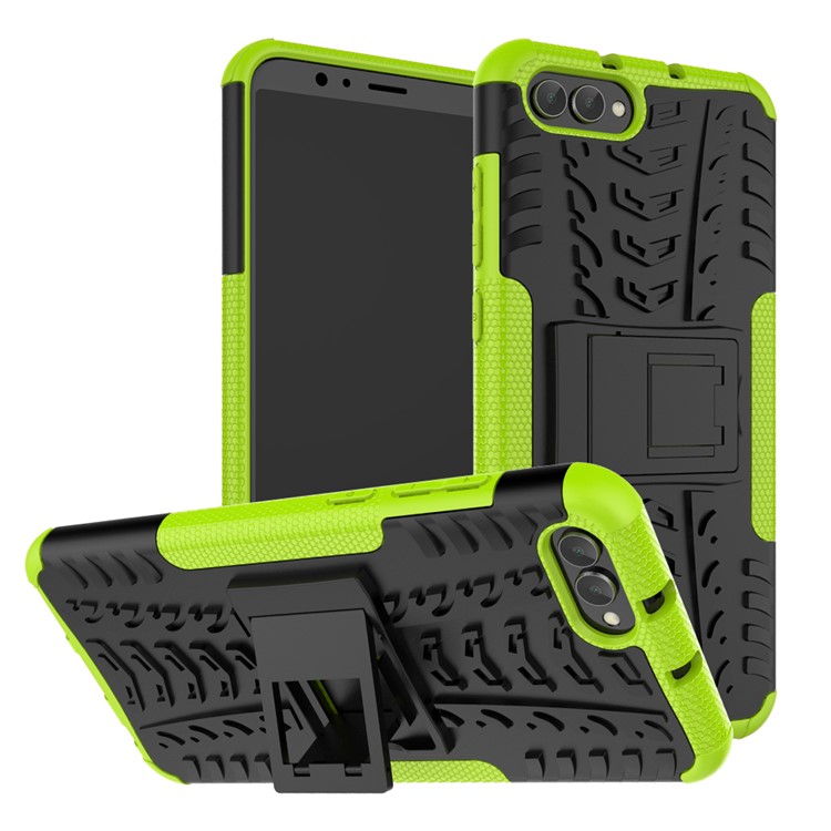 Anti-slip PC + TPU Hybrid Cover Case with Kickstand for Huawei Honor V10 / Honor View 10 - Green-1