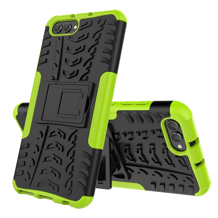Anti-slip PC + TPU Hybrid Cover Case with Kickstand for Huawei Honor V10 / Honor View 10 - Green-2