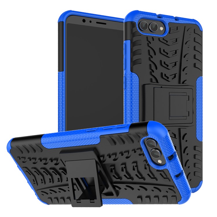 Anti-slip PC + TPU Combo Case with Kickstand for Huawei Honor V10 / Honor View 10 - Blue-1