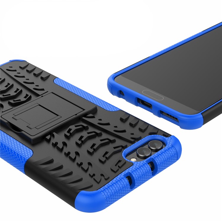 Anti-slip PC + TPU Combo Case with Kickstand for Huawei Honor V10 / Honor View 10 - Blue-3