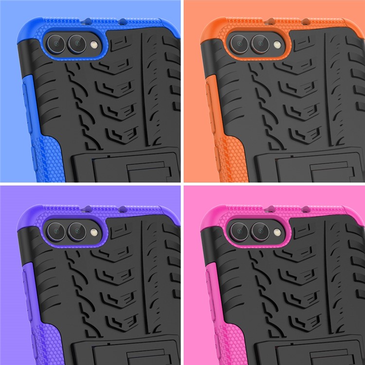 Anti-slip PC + TPU Combo Case with Kickstand for Huawei Honor V10 / Honor View 10 - Blue-4