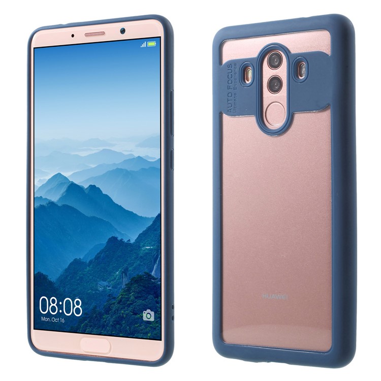 Transparent Acrylic Back + TPU Frame Combo Shell for Huawei Mate 10 Pro - Blue-1