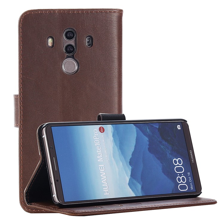 For Huawei Mate 10 Pro Crazy Horse Pattern Wallet Leather Case - Coffee-1