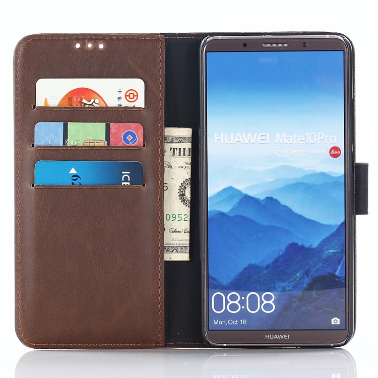 For Huawei Mate 10 Pro Crazy Horse Pattern Wallet Leather Case - Coffee-4