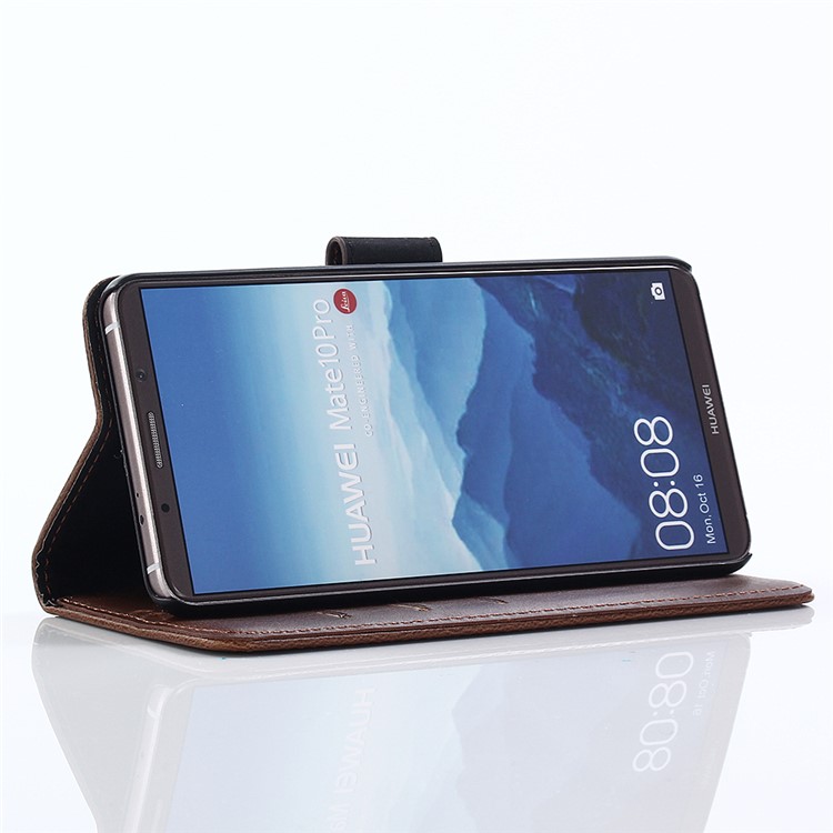For Huawei Mate 10 Pro Crazy Horse Pattern Wallet Leather Case - Coffee-6