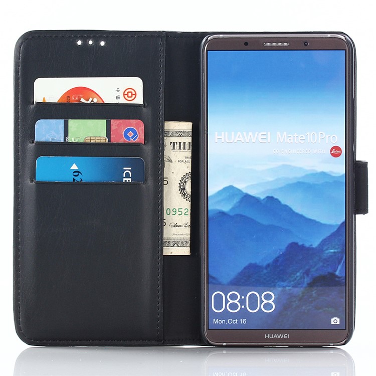 For Huawei Mate 10 Pro Crazy Horse Pattern Wallet Leather Shell - Black-3