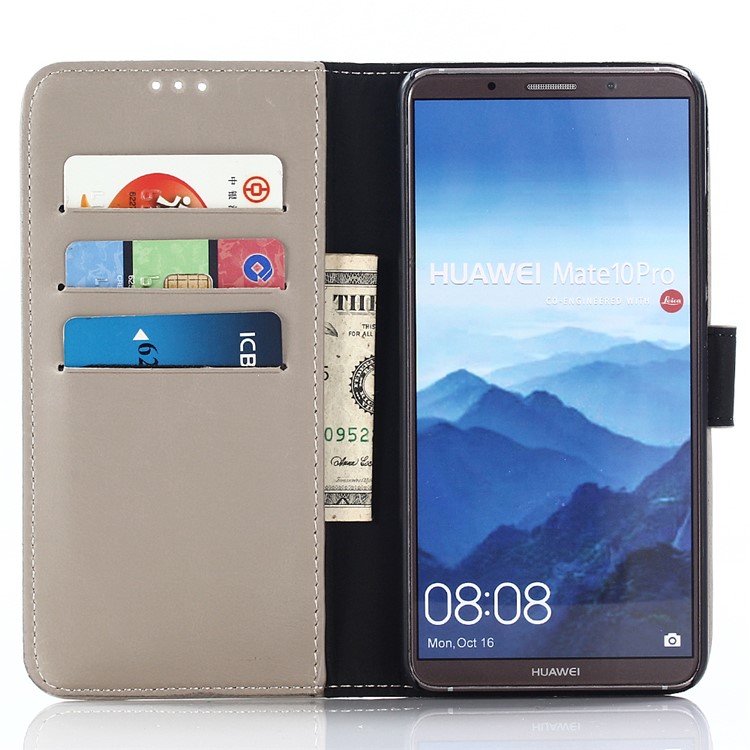 For Huawei Mate 10 Pro Crazy Horse Pattern Wallet Leather Cover - Grey-3