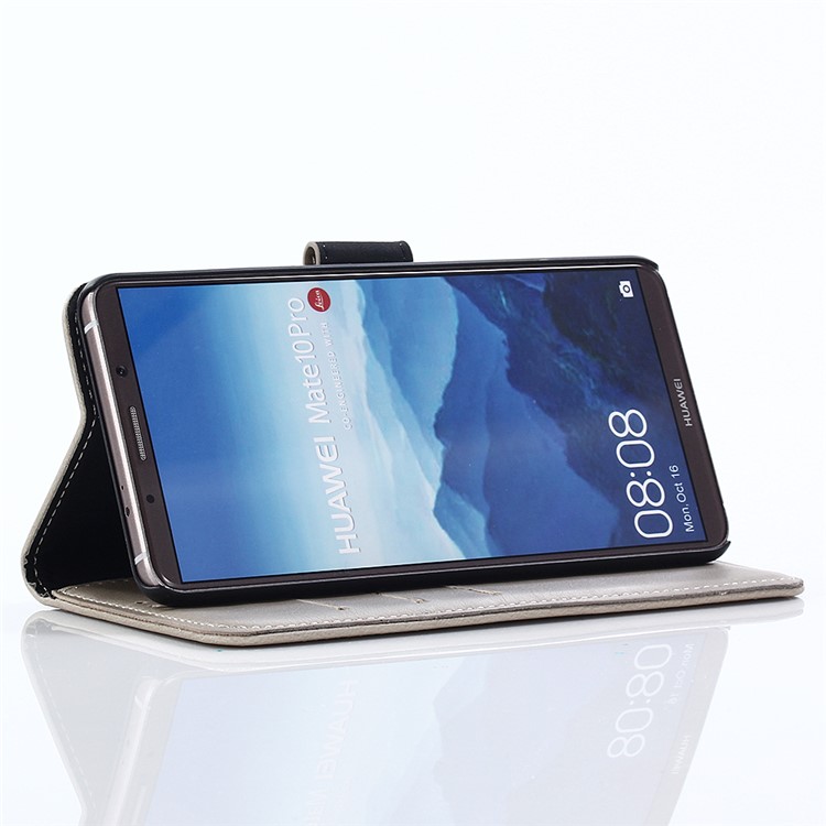 For Huawei Mate 10 Pro Crazy Horse Pattern Wallet Leather Cover - Grey-5