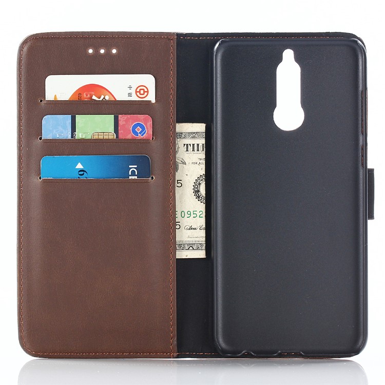 Retro Crazy Horse Stand Leather Wallet Phone Casing for Huawei Mate 10 Lite / Maimang 6 / nova 2i / Honor 9i (India) - Coffee-4