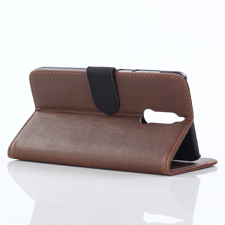 Retro Crazy Horse Stand Leather Wallet Phone Casing for Huawei Mate 10 Lite / Maimang 6 / nova 2i / Honor 9i (India) - Coffee-5