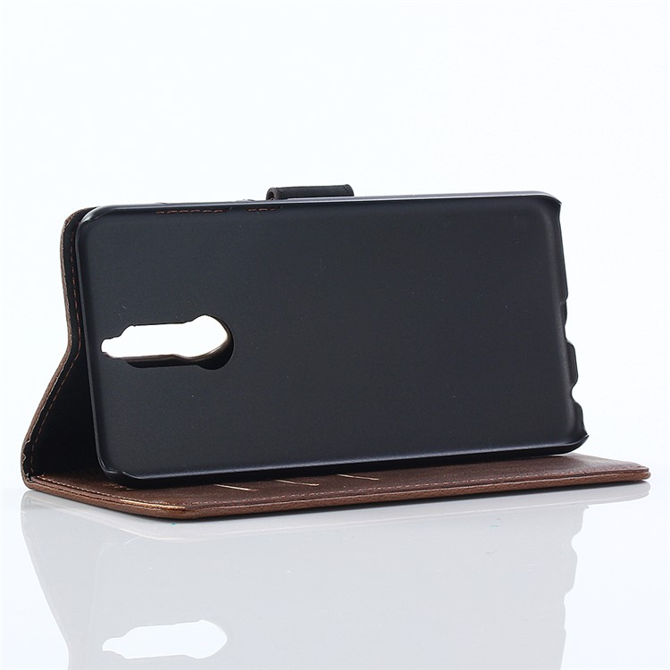 Retro Crazy Horse Stand Leather Wallet Phone Casing for Huawei Mate 10 Lite / Maimang 6 / nova 2i / Honor 9i (India) - Coffee-6