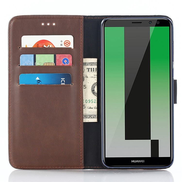 Retro Crazy Horse Stand Leather Wallet Phone Casing for Huawei Mate 10 Lite / Maimang 6 / nova 2i / Honor 9i (India) - Coffee-8