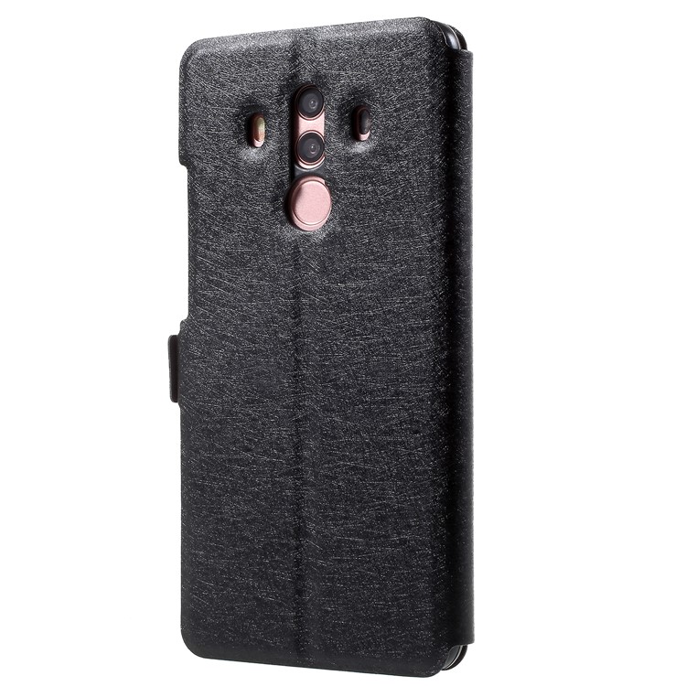 Silk Texture Dual View Window Leather Flip Casing for Huawei Mate 10 Pro - Black-4