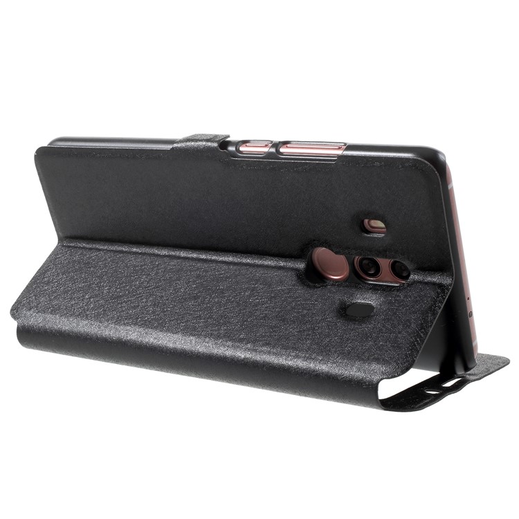 Silk Texture Dual View Window Leather Flip Casing for Huawei Mate 10 Pro - Black-6