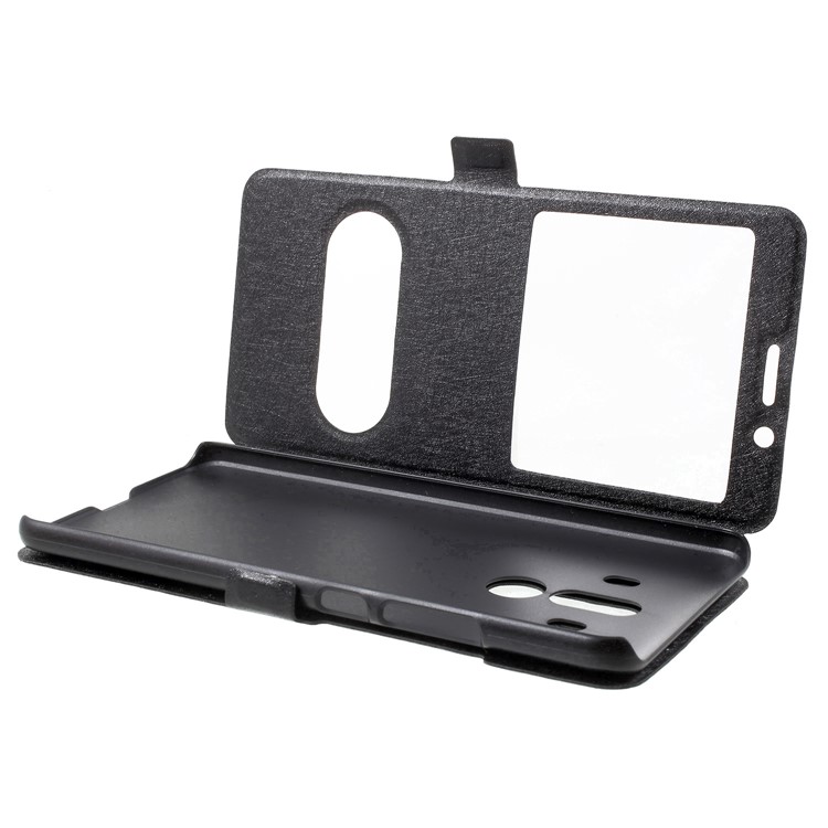 Silk Texture Dual View Window Leather Flip Casing for Huawei Mate 10 Pro - Black-8