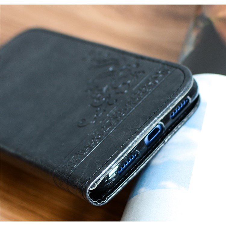 Imprint Heart Flower Leather Wallet Mobile Case for Huawei P8 Lite (2017)/Honor 8 Lite - Black-5
