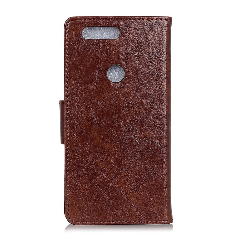 Textured Split Leather Card Holder Case for Huawei P Smart / Enjoy 7S - Brown-3