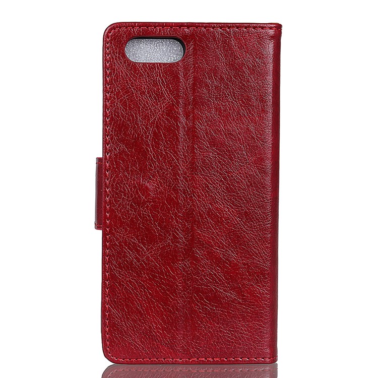 Textured Split Leather Wallet Cover for Huawei Honor V10 / Honor View 10 - Red-3