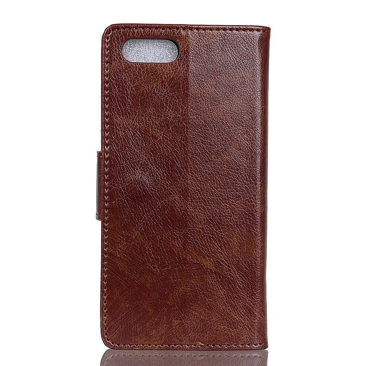 Textured Split Leather Wallet Case with Stand for Huawei Honor V10 / Honor View 10 - Brown-3