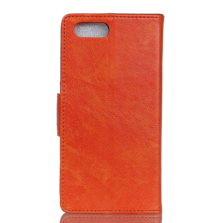 Textured Split Leather Wallet Case Phone Shell for Huawei Honor V10 / Honor View 10 - Orange-3