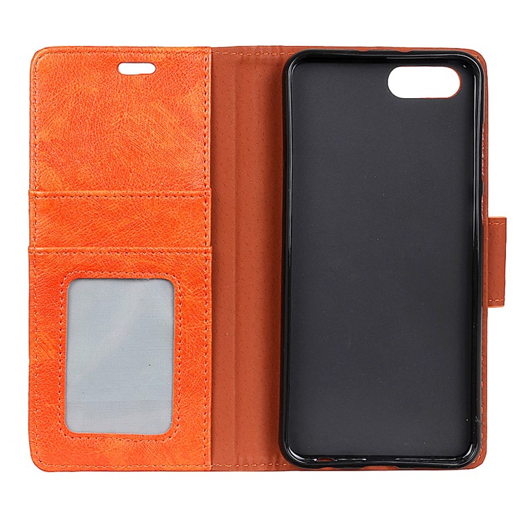 Textured Split Leather Wallet Case Phone Shell for Huawei Honor V10 / Honor View 10 - Orange-4