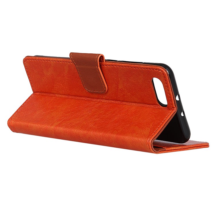 Textured Split Leather Wallet Case Phone Shell for Huawei Honor V10 / Honor View 10 - Orange-5
