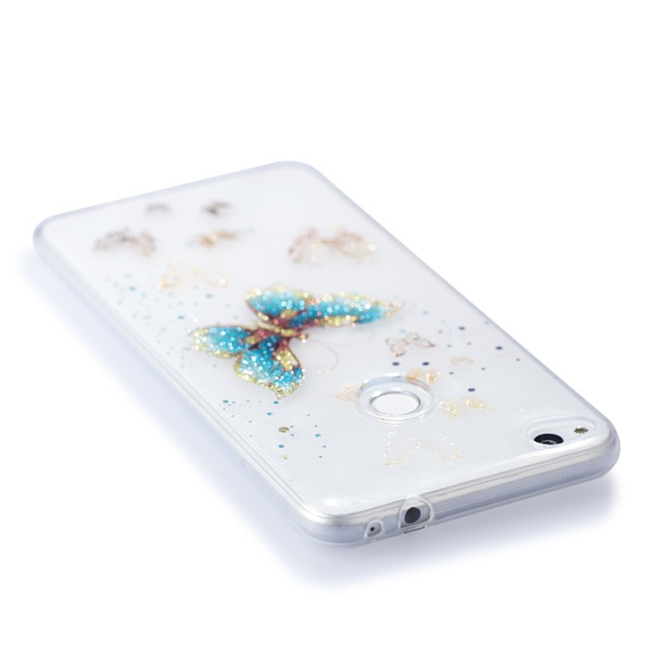 Clear IMD Glitter Powder Patterned TPU Phone Accessory Case for Huawei P8 Lite (2017) / Honor 8 Lite - Shiny Butterflies-5