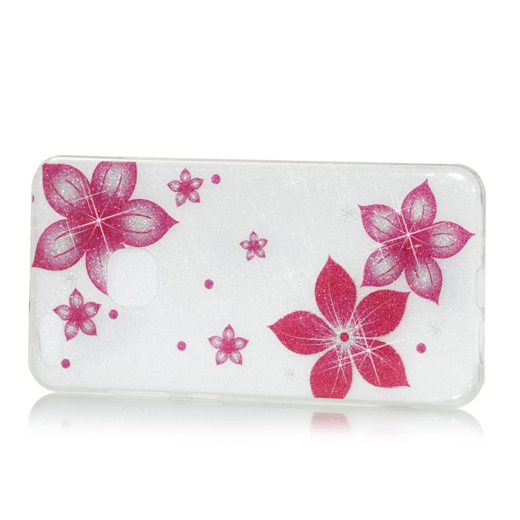 Clear IMD Glitter Powder Patterned TPU Mobile Accessory Case for Huawei P10 Lite - Red Flowers-2