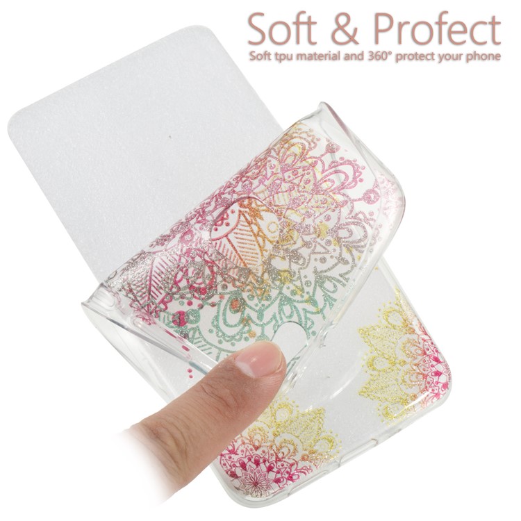 Clear IMD Glitter Powder Patterned TPU Mobile Phone Casing for Huawei P10 Lite - Mandala-6