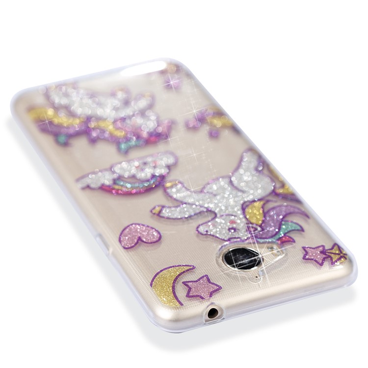 Clear Flash Powder IMD TPU Phone Case for Huawei Y5 (2017) / Y6 (2017) - Unicorn-7