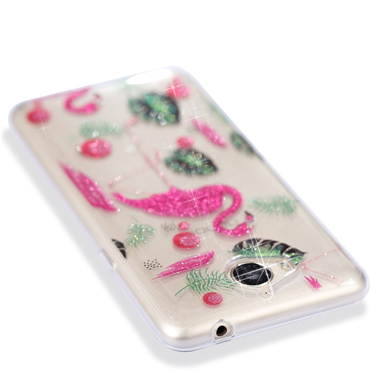 Clear Flash Powder IMD TPU Phone Cover for Huawei Y5 (2017) / Y6 (2017) - Flamingo-6