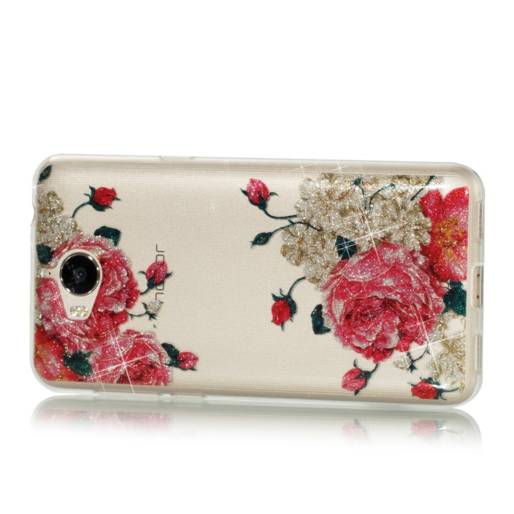 Clear Flash Powder IMD TPU Mobile Cover for Huawei Y5 (2017) / Y6 (2017) - Blooming Flower-2