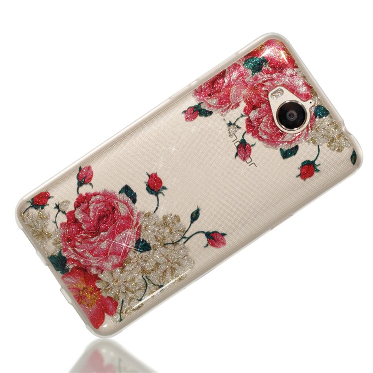 Clear Flash Powder IMD TPU Mobile Cover for Huawei Y5 (2017) / Y6 (2017) - Blooming Flower-3