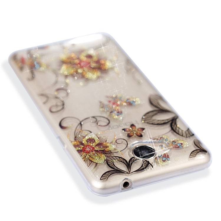 Clear Flash Powder IMD TPU Mobile Shell for Huawei Y5 (2017) / Y6 (2017) - Butterfly and Flower-6