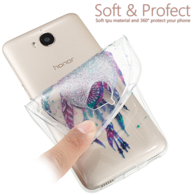 Flash Powder IMD Clear TPU Back Case for Huawei Y5 (2017) / Y6 (2017) - Dream Catcher-5