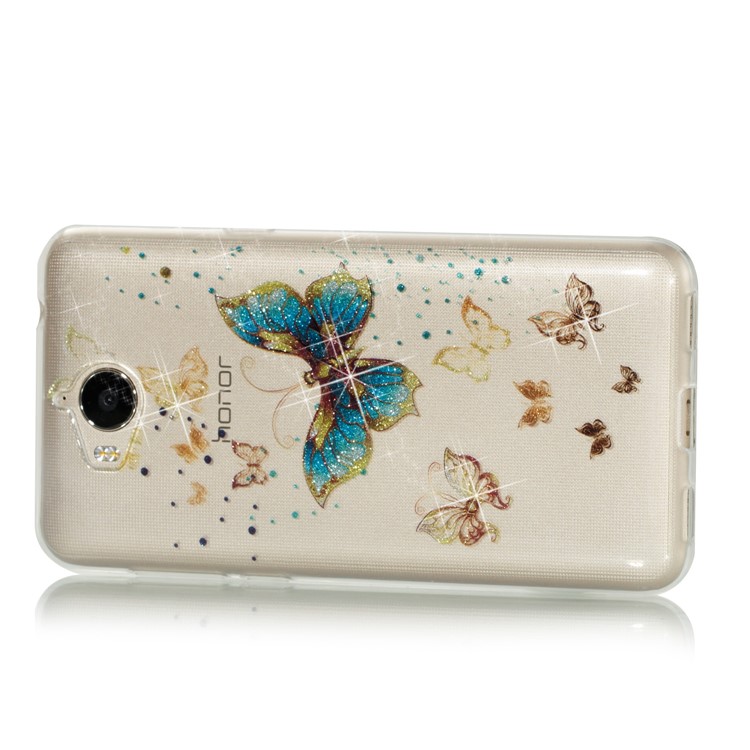 Clear Flash Powder IMD TPU Mobile Casing for Huawei Y5 (2017) / Y6 (2017) - Shiny Butterfly-2