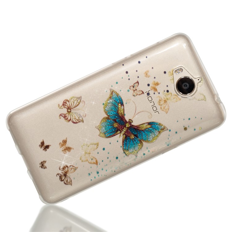 Clear Flash Powder IMD TPU Mobile Casing for Huawei Y5 (2017) / Y6 (2017) - Shiny Butterfly-3