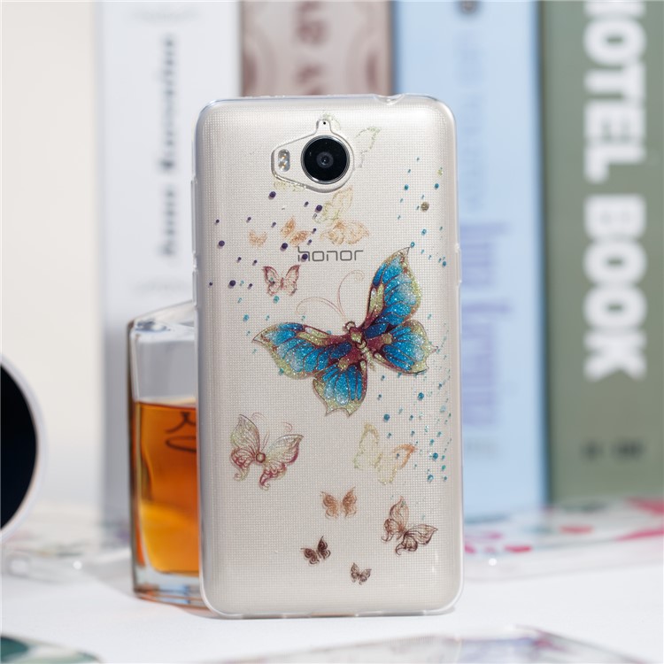 Clear Flash Powder IMD TPU Mobile Casing for Huawei Y5 (2017) / Y6 (2017) - Shiny Butterfly-4