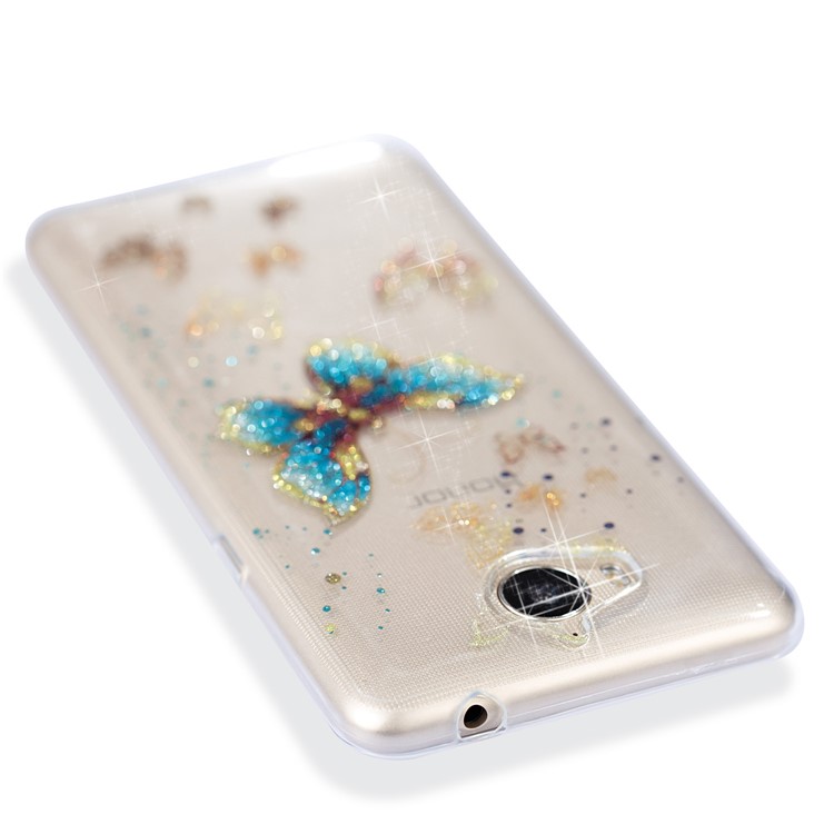 Clear Flash Powder IMD TPU Mobile Casing for Huawei Y5 (2017) / Y6 (2017) - Shiny Butterfly-6
