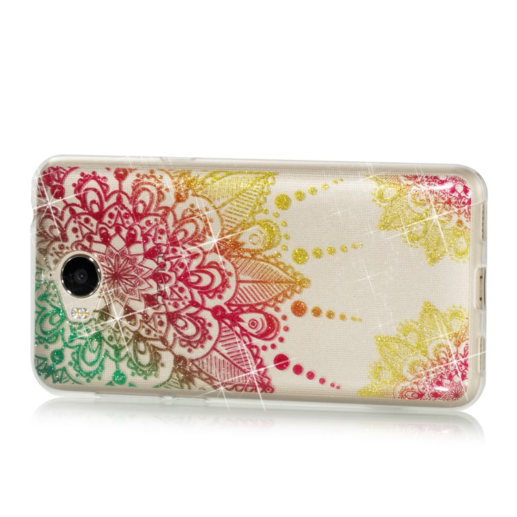 IMD Clear Flash Powder TPU Cellphone Case for Huawei Y5 (2017) / Y6 (2017) - Mandala Flower-2