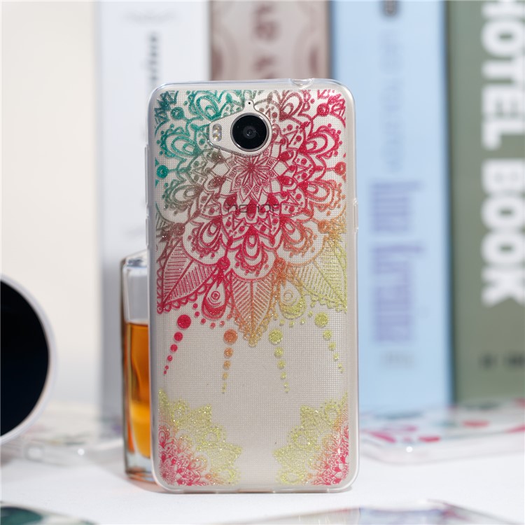 IMD Clear Flash Powder TPU Cellphone Case for Huawei Y5 (2017) / Y6 (2017) - Mandala Flower-4
