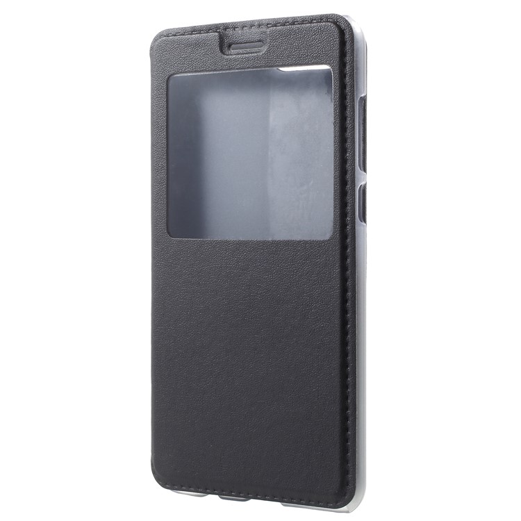 For Huawei Honor V10 / View 10 Flip Leather Case with View Window - Black-2