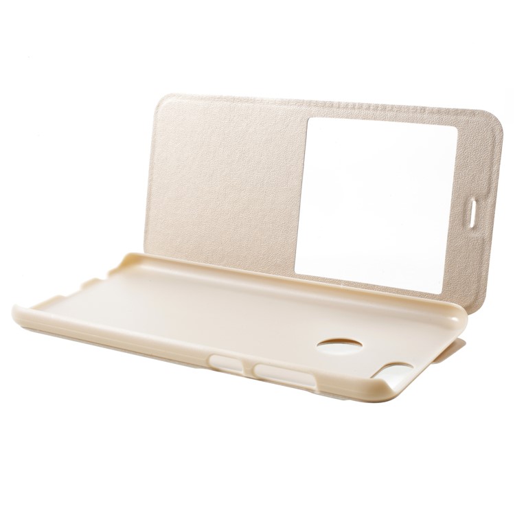 Window View Leather Phone Flip Phone Case with Stand for Huawei Honor 7X - Gold-6