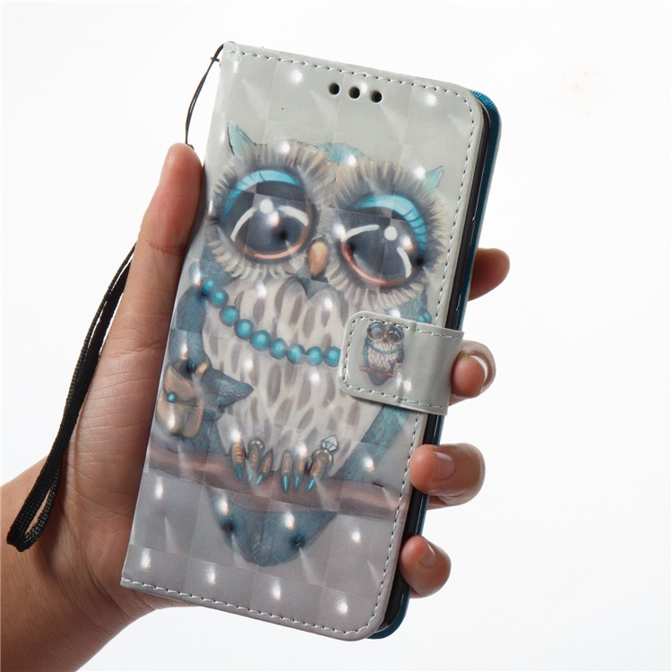 Vivid Pattern Stand Leather Wallet Cellphone Casing for Huawei Mate 10 Lite / nova 2i / Maimang 6 / Honor 9i (India) - Owl-2