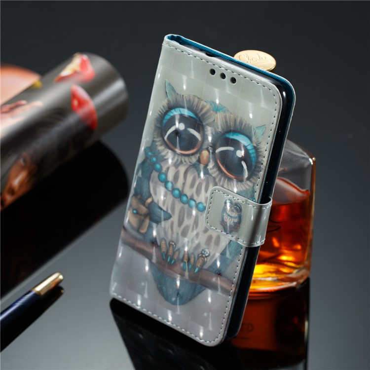 Vivid Pattern Stand Leather Wallet Cellphone Casing for Huawei Mate 10 Lite / nova 2i / Maimang 6 / Honor 9i (India) - Owl-4