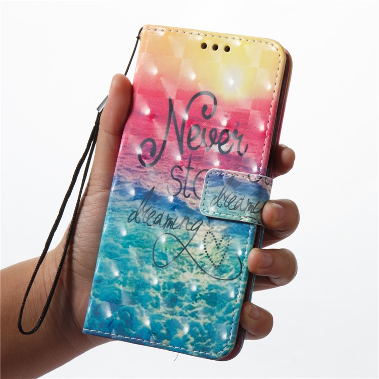 Vivid Pattern Stand Leather Wallet Cellphone Casing Cover for Huawei Mate 10 Lite / nova 2i / Maimang 6 / Honor 9i (India) - Blue Wave-2